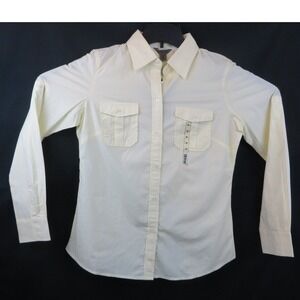 Bitten Sarah Jessica Parker Womens Yellow Button Down Utility Shirt Size M NEW